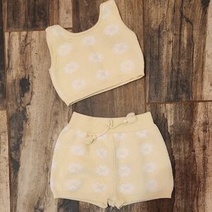 Yellow Floral Knit Set 3T
